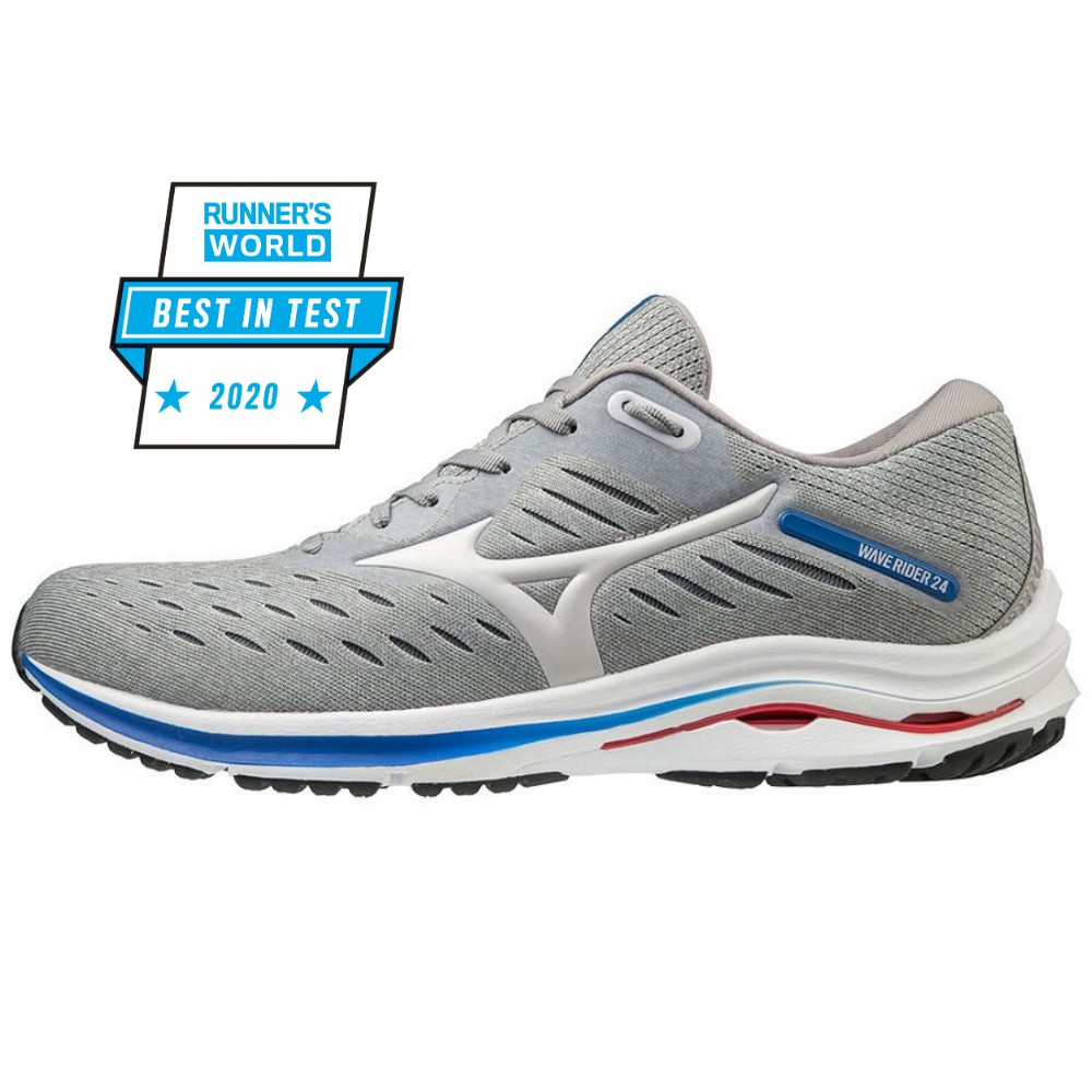 Panske Bezecke Topanky Mizuno Wave Rider 24 Siva/Modre Vypredaj ERDT01482